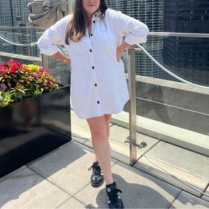 Madewell Cream Denim Mini Shirt Dress